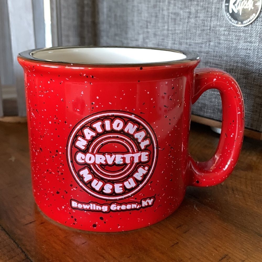 Mug National Corvette Museum red black Ceramic Coffee Cup Bowling Green KY NEW